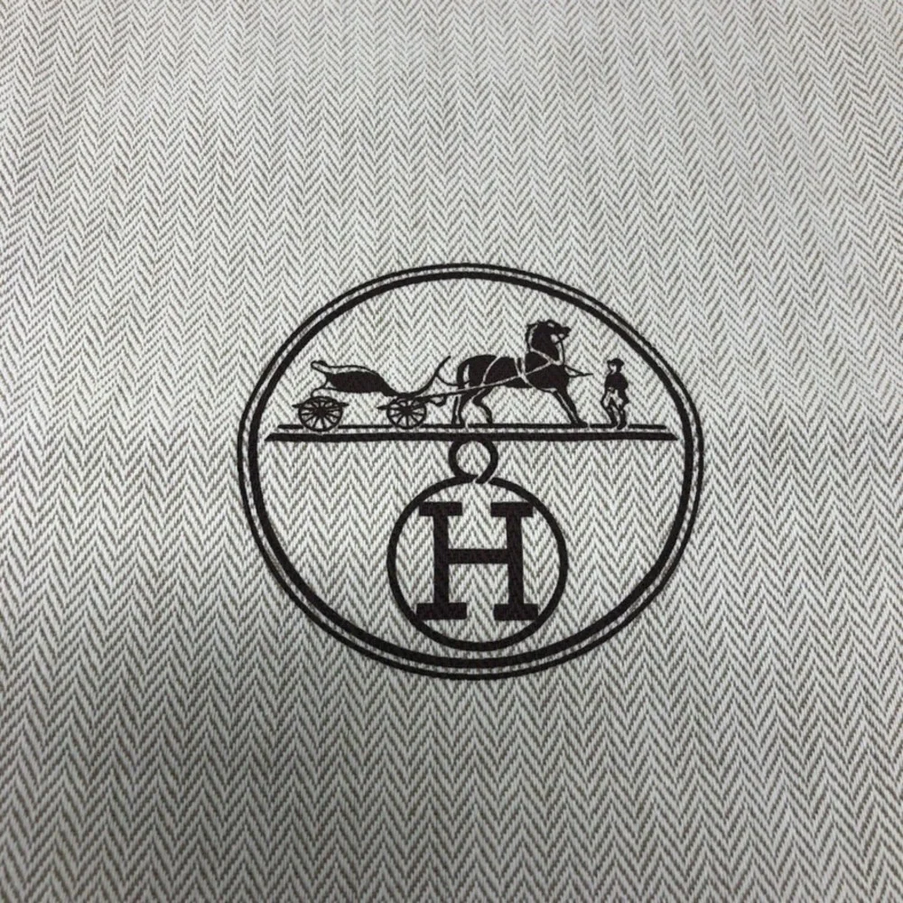 Authentic Hermes Dust Bag Fabric Storage Travel Logo Shoe Belt Purse‎ 15.5x6.5